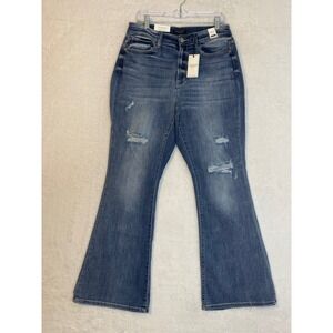 Judy Blue High Waist Flare Distressed Jeans Light Wash 14W JB82377LT